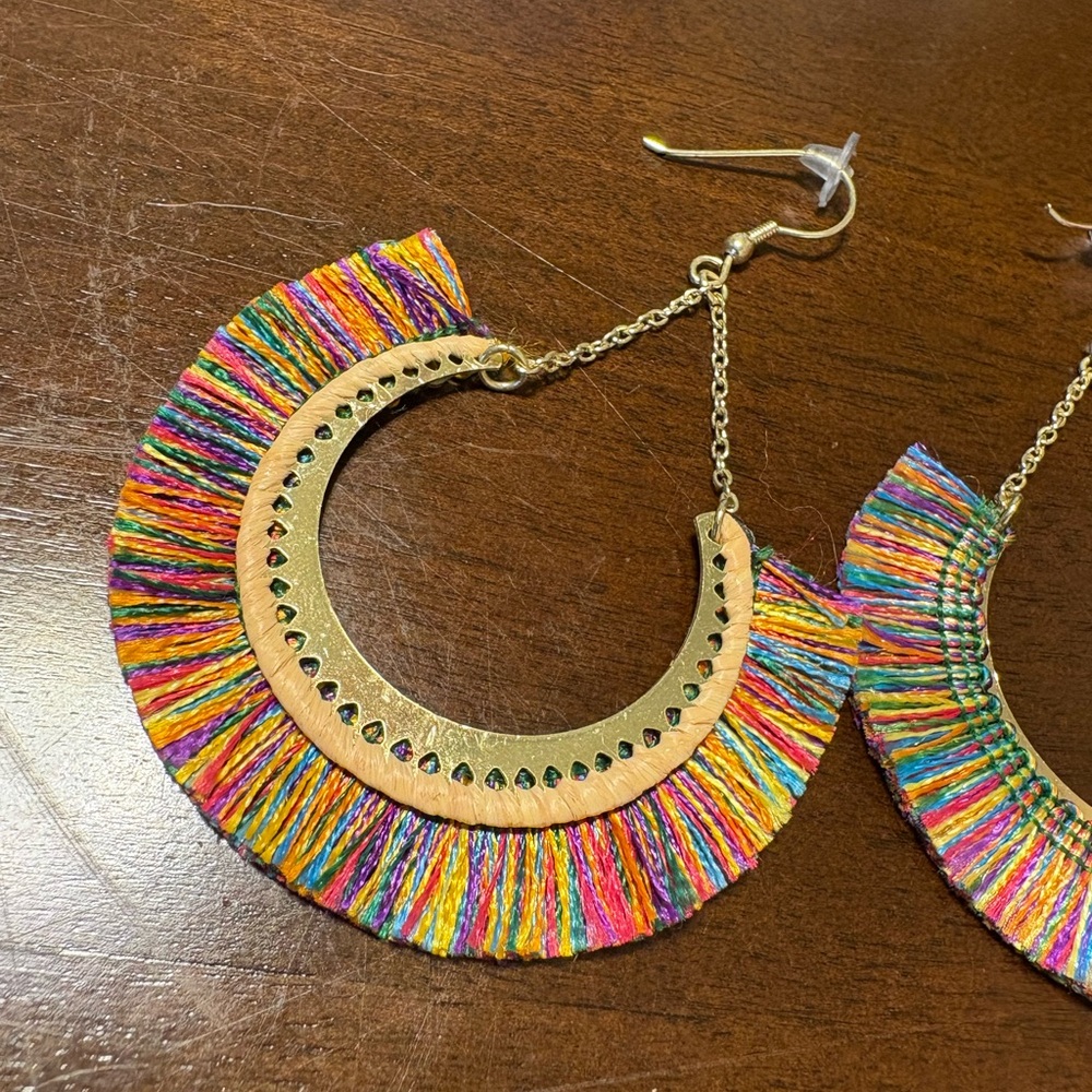 Multicolor Fringe Earrings - Picture 2 of 4